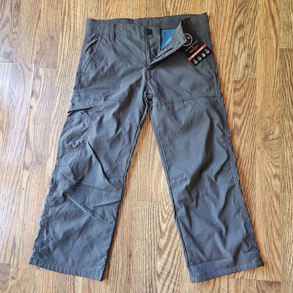 Boys Wrangler All Terrain Fleece Lined Straight Fit Pants Sze 8 Husky Grey NWT